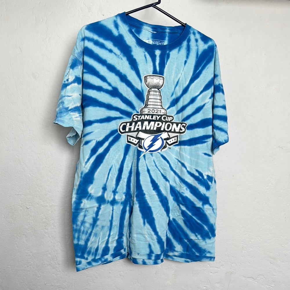 Blue Tie-Dye Tampa Bay Lightning Stanley Cup Champions T-Shirt